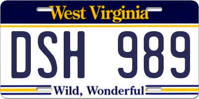 WV license plate DSH989
