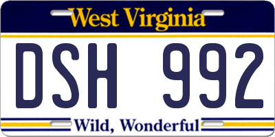 WV license plate DSH992