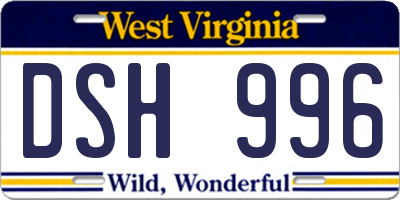 WV license plate DSH996