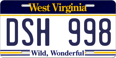 WV license plate DSH998
