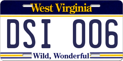 WV license plate DSI006