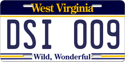 WV license plate DSI009