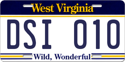 WV license plate DSI010