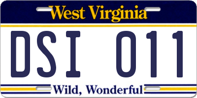 WV license plate DSI011