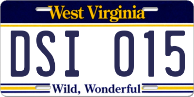 WV license plate DSI015