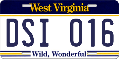 WV license plate DSI016