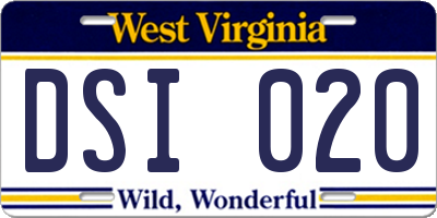 WV license plate DSI020