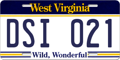 WV license plate DSI021