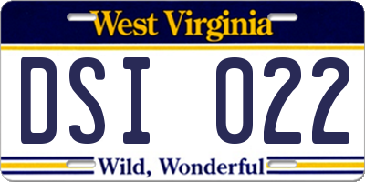 WV license plate DSI022