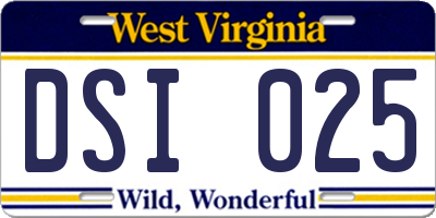 WV license plate DSI025