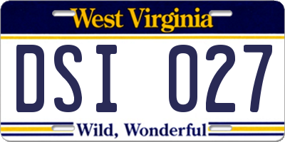 WV license plate DSI027