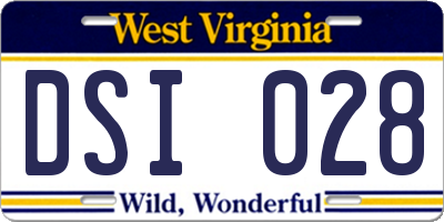 WV license plate DSI028