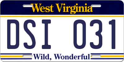 WV license plate DSI031
