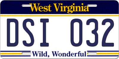 WV license plate DSI032