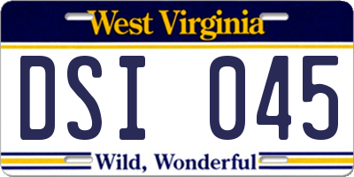 WV license plate DSI045