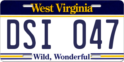 WV license plate DSI047