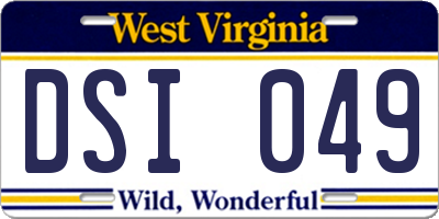 WV license plate DSI049