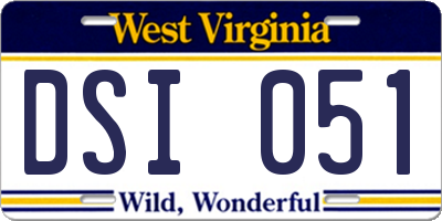 WV license plate DSI051