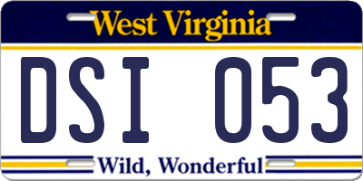 WV license plate DSI053
