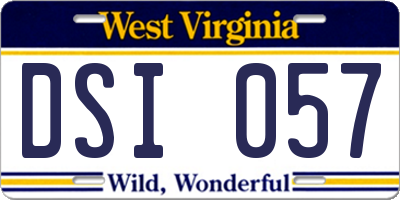 WV license plate DSI057
