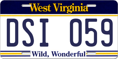 WV license plate DSI059