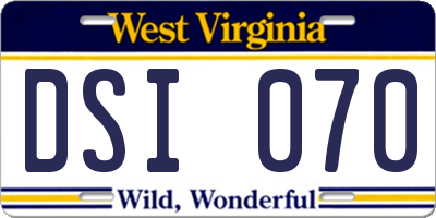 WV license plate DSI070