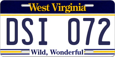WV license plate DSI072