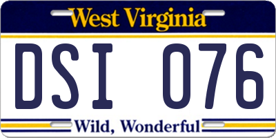 WV license plate DSI076