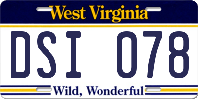 WV license plate DSI078