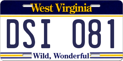 WV license plate DSI081