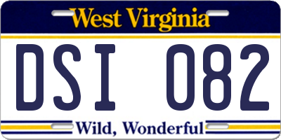 WV license plate DSI082