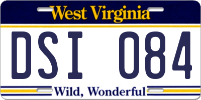 WV license plate DSI084