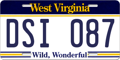 WV license plate DSI087