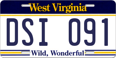 WV license plate DSI091