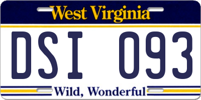 WV license plate DSI093