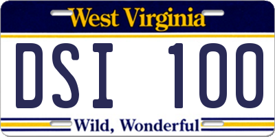 WV license plate DSI100