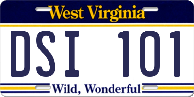 WV license plate DSI101