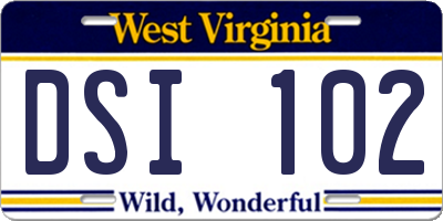 WV license plate DSI102