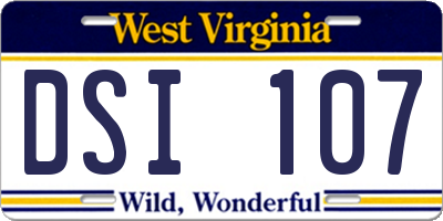 WV license plate DSI107