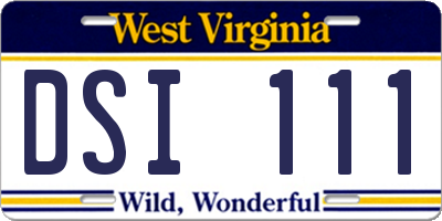 WV license plate DSI111
