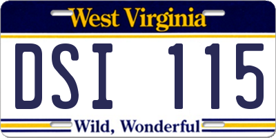 WV license plate DSI115