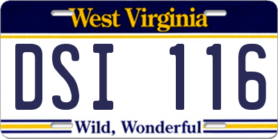 WV license plate DSI116