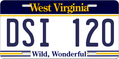 WV license plate DSI120