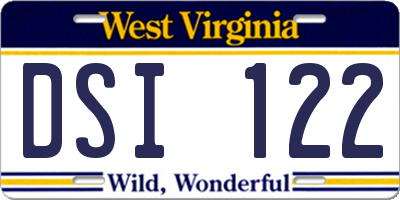 WV license plate DSI122