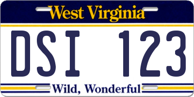 WV license plate DSI123