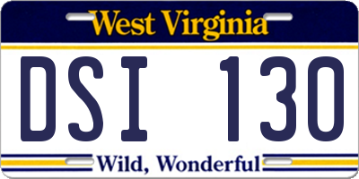 WV license plate DSI130