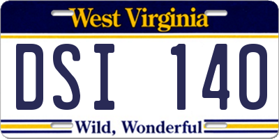 WV license plate DSI140