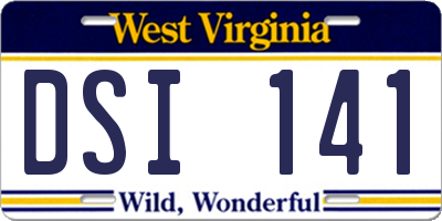WV license plate DSI141
