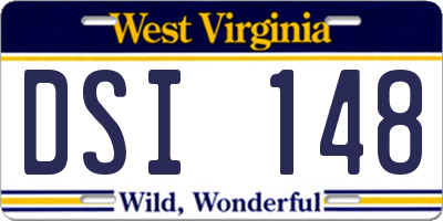 WV license plate DSI148