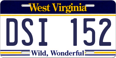 WV license plate DSI152